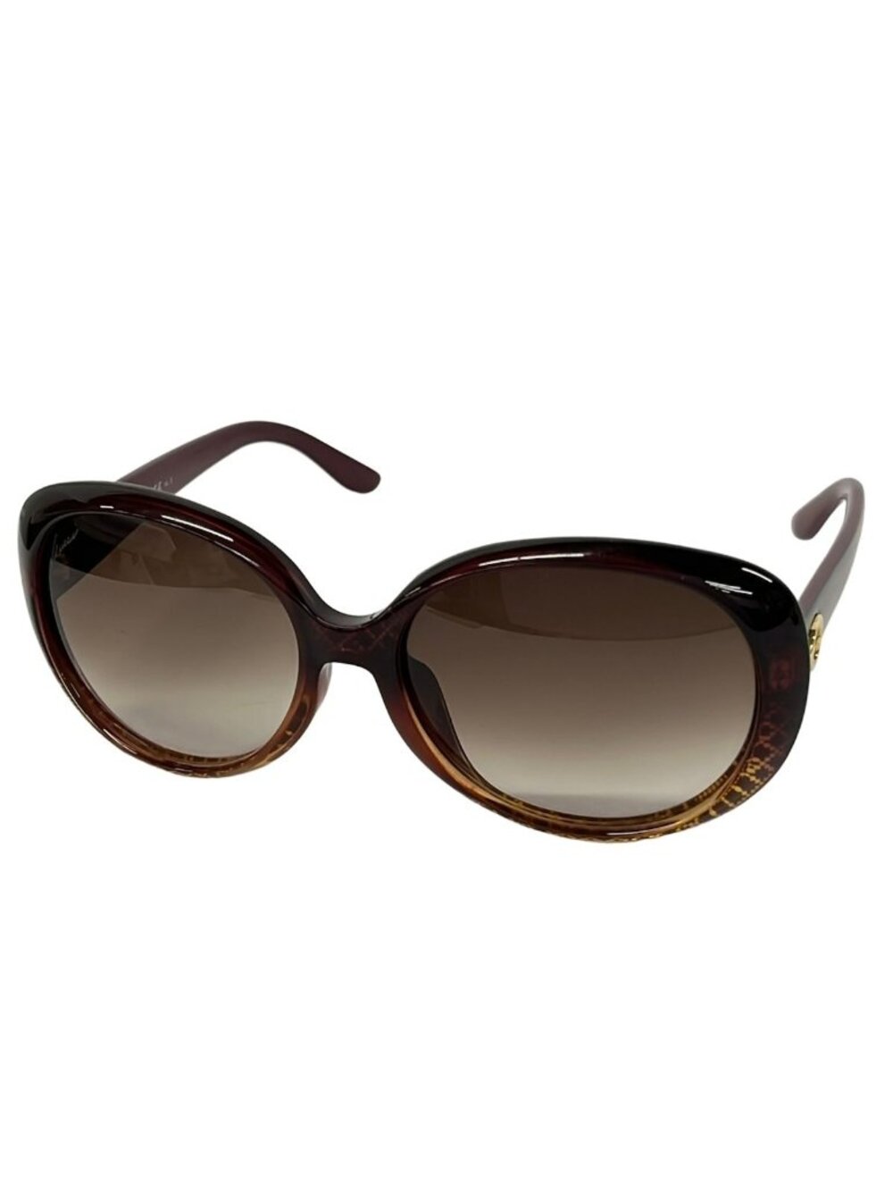 Gucci Sunglasses Interlocking G Dark Brown Yellow Gradient Eyewear